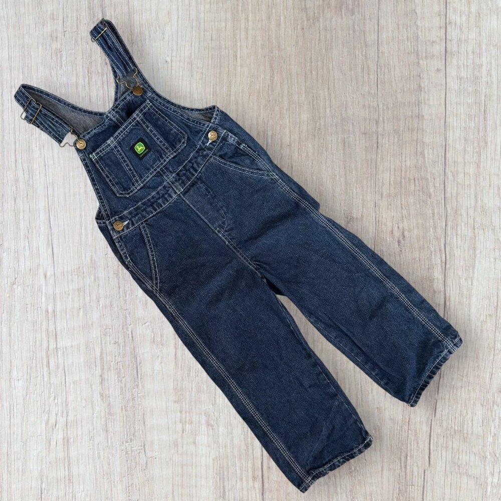 John Deere Toddler Denim Overalls 4T Farmcore Logo Vintage Style Kids Rustic